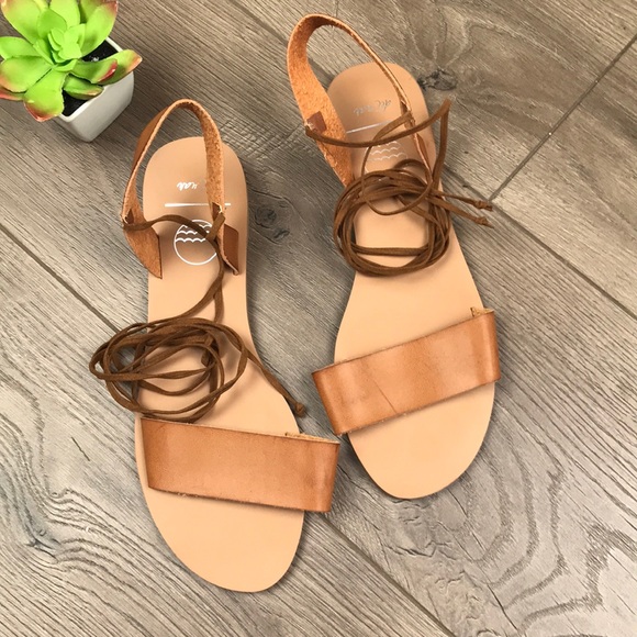 Del Mar Shoes - DEL MAR Giovanna Brown Leather Lace up flat Sandal
